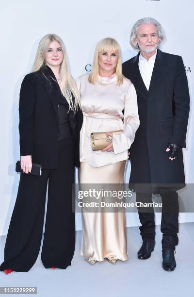 Harlow Olivia Calliope Jane, Patricia Arquette, and Hermann Bühlbecker attend the amfAR Cannes Gala 2019 at Hotel du Cap-Eden-Roc on May 23, 2019 in...