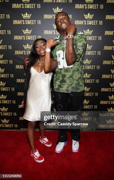 KalanFrFr and Jirah Mayweather attend her Sweet 16 Birthday Party at Hyatt In Valencia on June 20, 2019 in Valencia, California.