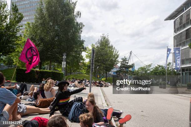 More than hundred activists of Fridays for Future and Extinction Rebellion made a Die In front of the HQ of the Christian Social Union in Munich,...