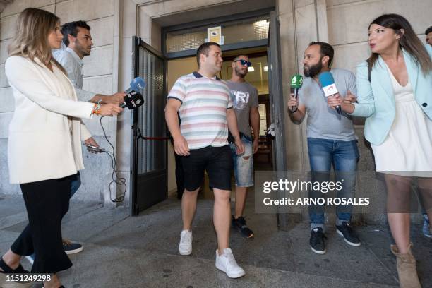 Jose Angel Prenda and Alfonso Jesus Cabezuelo , two of the members of "La Manada" leave the court of Seville after signing on June 21, 2019. -...