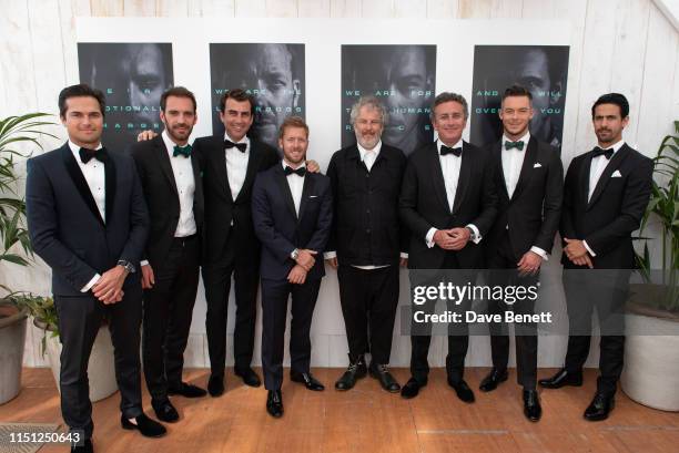 Nelson Piquet Jr., Jean-Eric Vergne, Alberto Longo, Sam Bird, Malcolm Venville, Alejandro Agag, André Lotterer and Lucas di Grassi attend a cocktail...