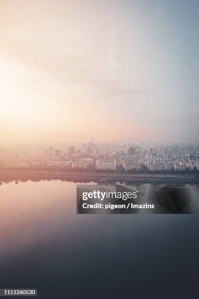 sunrise view of gangnam, seoul, south korea - seoul aerial stock pictures, royalty-free photos & images