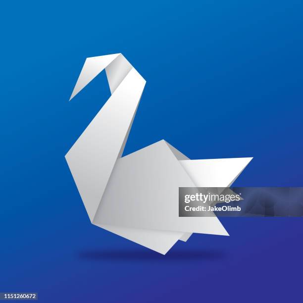 origami swan icon - schwan stock-grafiken, -clipart, -cartoons und -symbole
