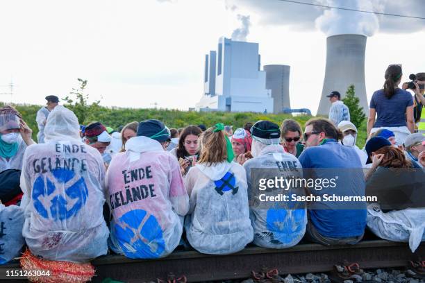 Activists seek to blockade Garzweiler coal mine on June 21, 2019 in Aachen, Germany. Thousands of protesters from across Germany and other countries...