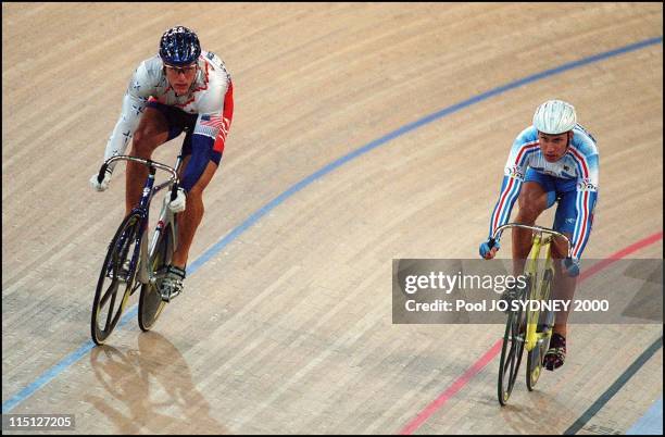 Sydney Olympics: cycling track-men's individual pursuit final in Sydney, Australia on September 20, 2000 - 1ST Marty Nothstein , 2nd Florian Rousseau...