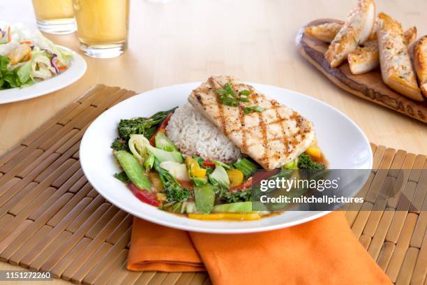 mahi stir fry - dolphin fish stock pictures, royalty-free photos & images