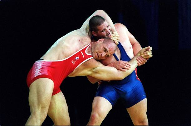 Sydney Olympics: Greco roman wrestling in Sydney, Australia on September 27, 2000 - 97 to 130 kg, final: Rulon Gardner , gold medal Alexandre...