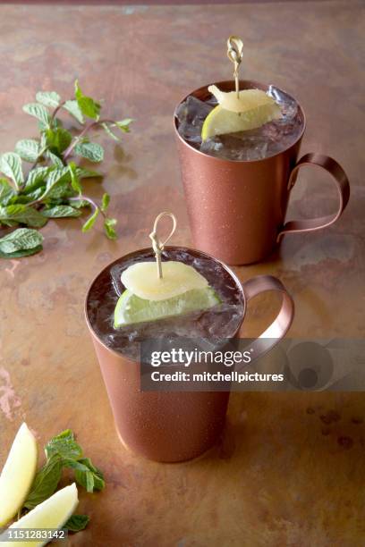 two moscow mules - craft cocktail stock pictures, royalty-free photos & images