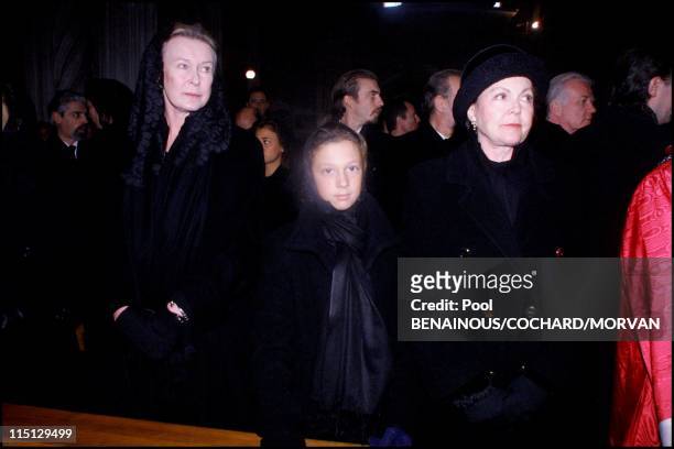 Funeral of Queen Marie Jose of Italy in Hautecombe, France on February 02, 2001 - Princess Marie Gabrielle, Milena Gaubert and Princess Maria Pia.