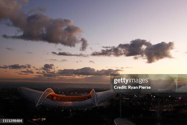 General view of ANZ Stadium at sunrise on May 16, 2019 in Sydney, Australia.