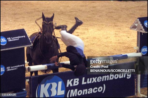 Horse accident of Athina Onassis Roussel during the Jumping of Monaco in Monaco City, Monaco on April 26, 2001.
