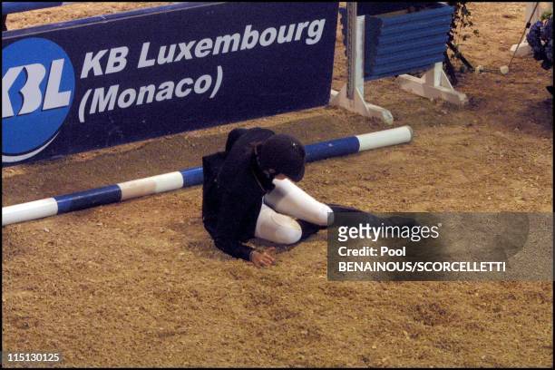 Horse accident of Athina Onassis Roussel during the Jumping of Monaco in Monaco City, Monaco on April 26, 2001.