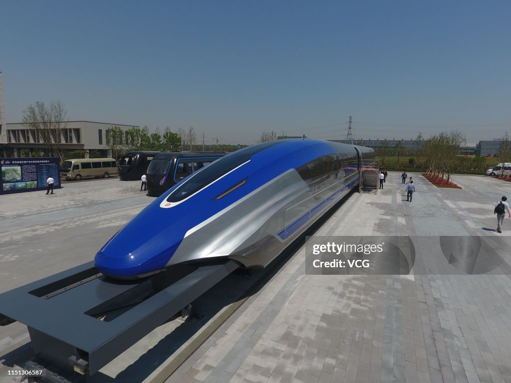 Experimental Train China's first high-speed maglev train testing prototype is seen on ...