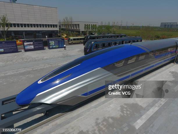 Prototype Train China's first high-speed maglev train testing prototype is seen on ...