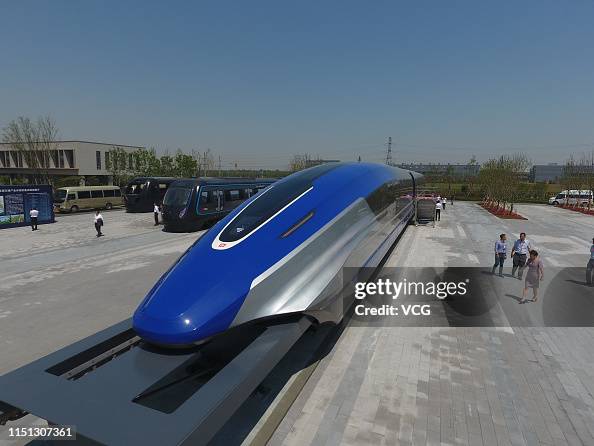 Prototype Train China's first high-speed maglev train testing prototype is seen on ...