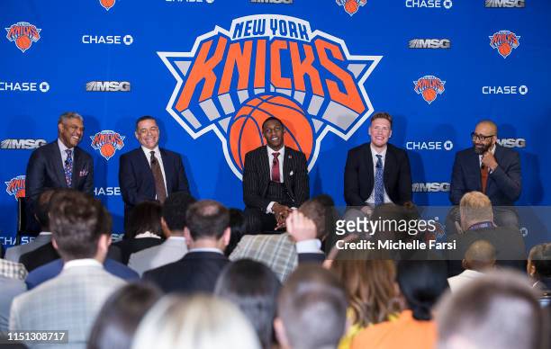 New York CITY, NY New York Knicks welcome R.J. Barrett and Ignas Brazdeikis to the team and the city on June 21, 2019 at Madison Square Garden in New...