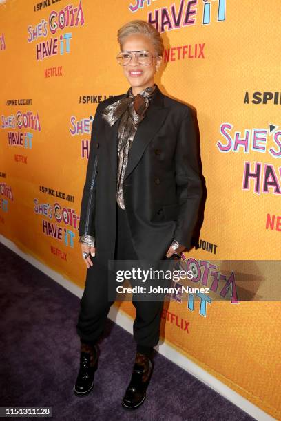 Tonya Lewis Lee attends Netflix's "She's Gotta Have It" Season 2 Premiere at Alamo Drafthouse Brooklyn on May 23, 2019 in Brooklyn, New York.
