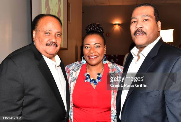 Martin Luther King III, Dr. Bernice King, and Dexter Scott King attend "The Redemption Project With Van Jones" Atlanta Screening at Martin Luther...