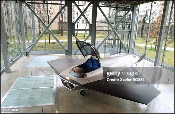 Australian designer Marc Newson's "Kelvin 40" aircraft project on display at the Cartier Foundation in Paris, France on January 23, 2004.