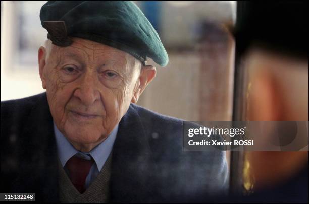 The French heroes of D-Day in France in March, 2004 - Hubert Faure, veteran of the French Commando Kieffer.