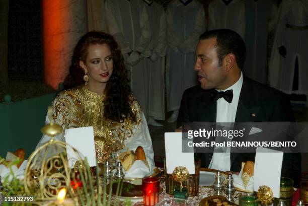 Mohammed VI and his wife Salma at the Marrakech film festival in Morocco on September 19, 2002.