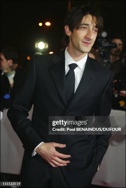 28th "Cesar" awards ceremony in theatre du Chatelet in Paris, France on February 22, 2003 - Adrien Brody.