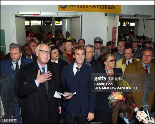 Arrival of the Savoy royal family in Naples, Italy on March 15, 2003 - Vittorio Emanuele of Savoy, the son of Italy's last king, returned to Italy...
