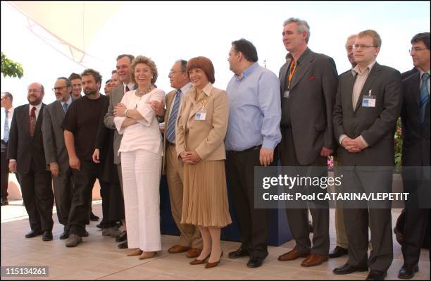 56th Cannes Film Festival: Photo-Call of European Ministers of culture in Cannes, France on May 15, 2003 - Luc Besson, Jean-Jacques Aillagon and the...