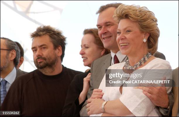 56th Cannes Film Festival: Photo-Call of European Ministers of culture in Cannes, France on May 15, 2003 - Luc Besson, Jean-Jacques Aillagon and the...