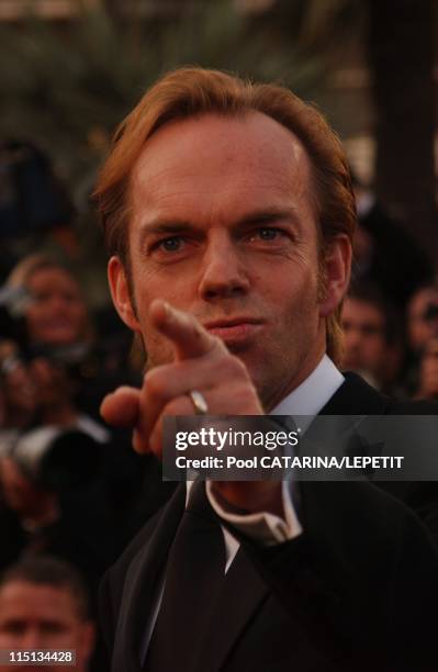 56th Cannes Film Festival: Stairs of "The Matrix reloaded" in Cannes, France on May 15, 2003 - Hugo Weaving.