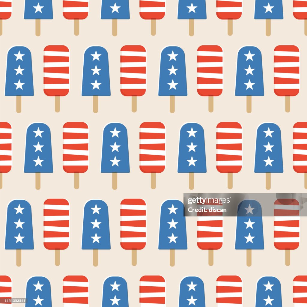 4th of July Popsicles seamless pattern.