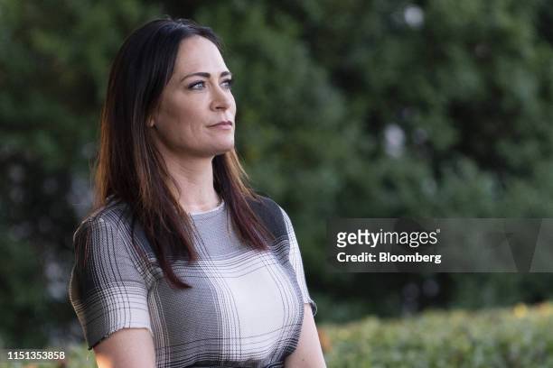 Stephanie Grisham, press secretary and communications director for U.S. First Lady Melania Trump, looks on during a Congressional Picnic in...