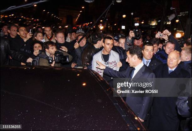 Nicolas Sarkozy found himself heckled by youngsters on the Paris Champs Elysees in Paris, France on November 12, 2005 - Paris Prefect Mutz.