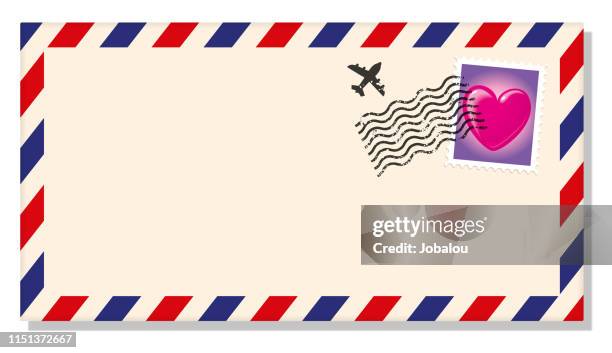 international envelope with a stamp with an loving heart - letter envelope stock illustrations