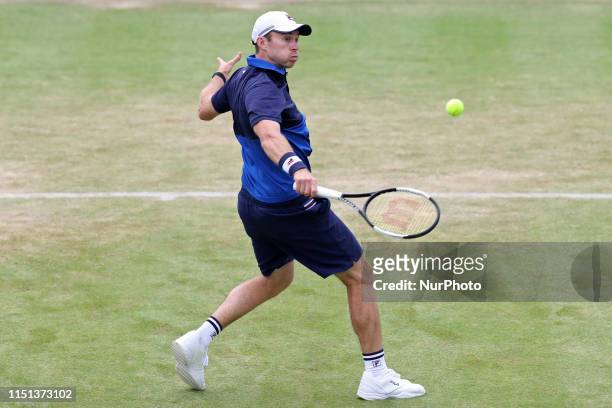 John Peers in doubles action during the Fever Tree Tennis Championships at the Queen's Club, West Kensington on Friday 21st June 2019.