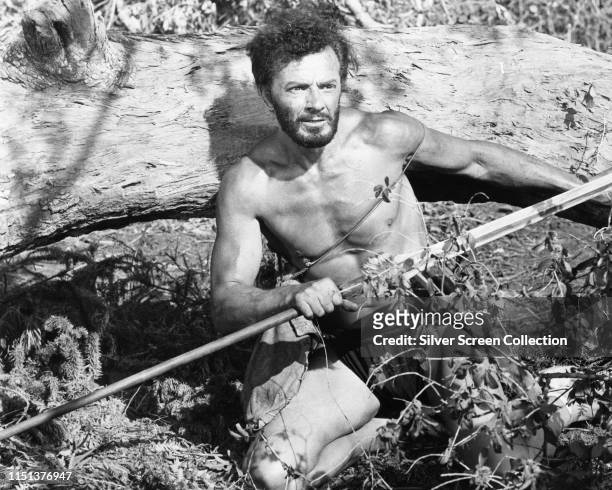 Actor Cornel Wilde as Man in the film 'The Naked Prey', 1965.