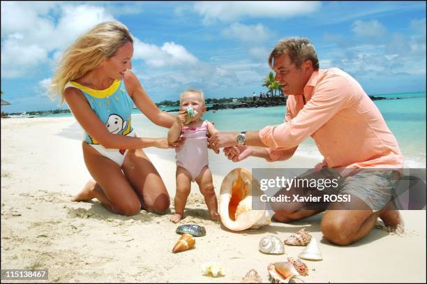 Prince Charles and wife Camilla of Bourbon Siciles with daughter Maria Carolina in Grand Baie, Mauritius island on January 30, 2004.