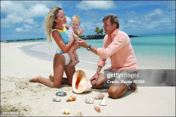 Prince Charles and wife Camilla of Bourbon Siciles with daughter Maria Carolina in Grand Baie, Mauritius island on January 30, 2004.