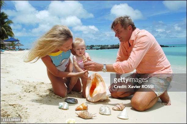Prince Charles and wife Camilla of Bourbon Siciles with daughter Maria Carolina in Grand Baie, Mauritius island on January 30, 2004.