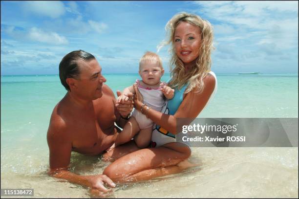 Prince Charles and wife Camilla of Bourbon Siciles with daughter Maria Carolina in Grand Baie, Mauritius island on January 30, 2004.