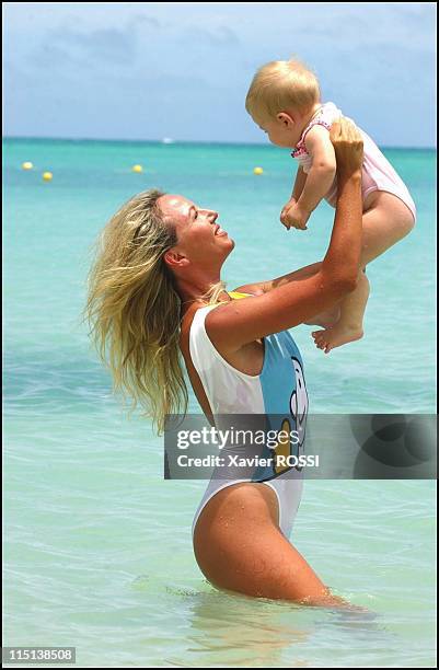 Prince Charles and wife Camilla of Bourbon Siciles with daughter Maria Carolina in Grand Baie, Mauritius island on January 30, 2004.