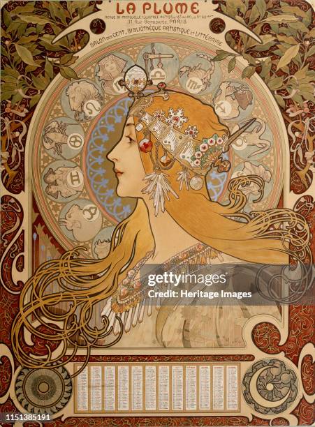 Zodiacal calendar, 1897. Found in the collection of the State A Pushkin Museum of Fine Arts, Moscow. Artist Alphonse Mucha.