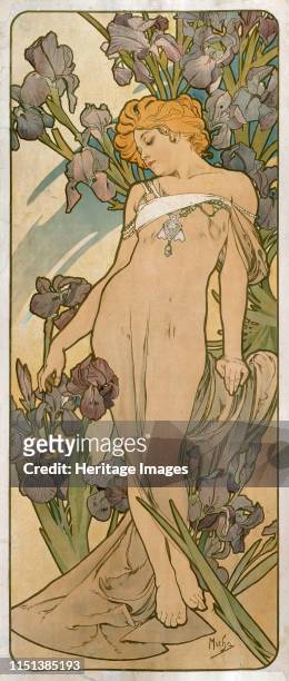 Irises', 1898. From the series Flowers. Found in the collection of the State A Pushkin Museum of Fine Arts, Moscow. Artist Alphonse Mucha.