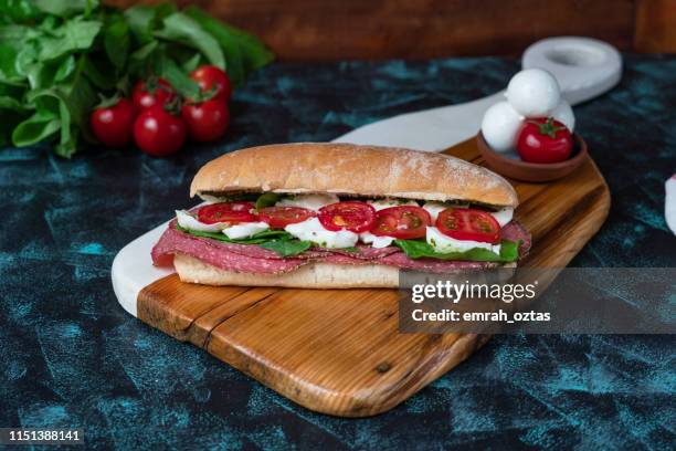 italiensk salami smörgås - grillad sandwich bildbanksfoton och bilder
