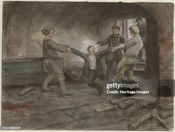 Man being held and executed , 1919. From a private collection. Artist Vladimirov, Ivan Alexeyevich .