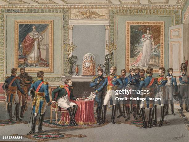 The Abdication of Napoleon at Fontainebleau, 1815. From a private collection. Artist Vernet, Jules .