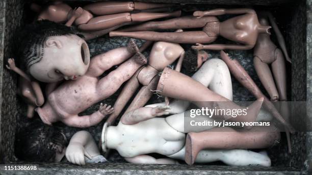 dolls in a suitcase - headless stock-fotos und bilder