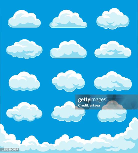 clouds set illustration - blue sky stock illustrations