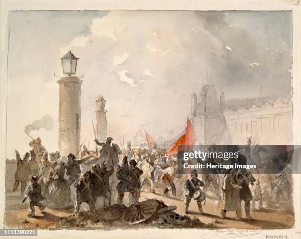The French Revolution of 1848, 1850. From a private collection. Artist Dell'Acqua, Cesare .