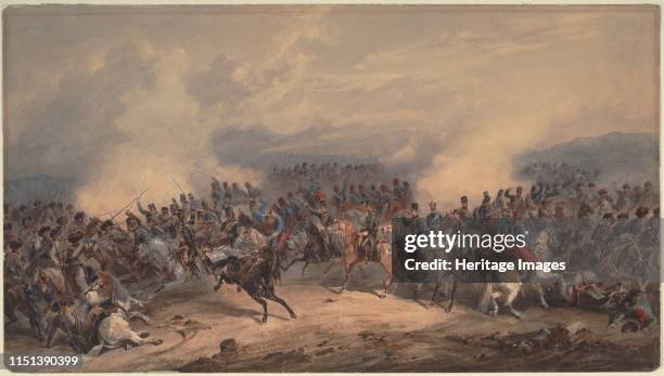Hussars and Chasseurs at the Battle of Chernaya River on August 16 1855. From a private collection. Artist Norie, Orlando .